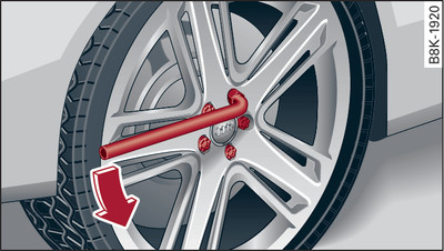 Wheel: Loosening the wheel bolts